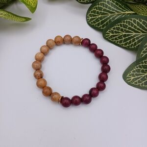 Handcrafted Two-Tone Wooden Bead Bracelet